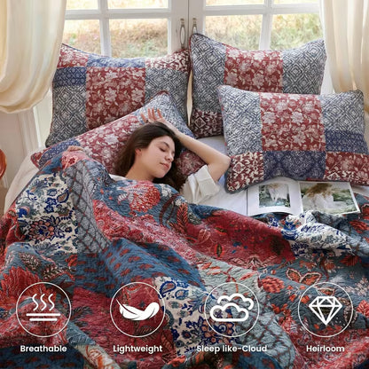 Double-Sided Lightweight Breathable Bedding Set 3 Piece, 1 Quilt Cover + 2 Pillowcases.