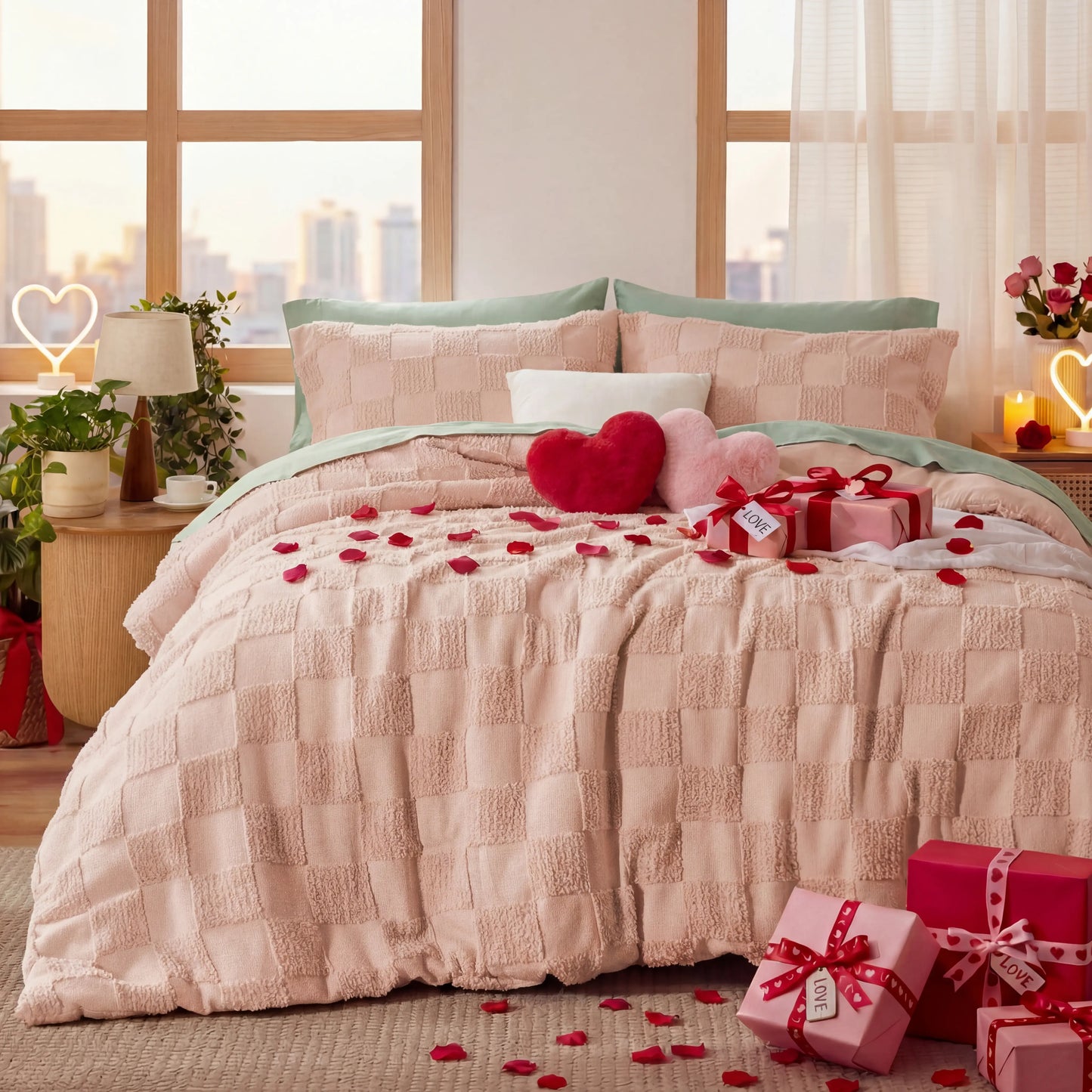 Bohemian Quilted 3-Piece Bedding Set-1 Soft Breathable Comforter with 2 Matching Pillowcases