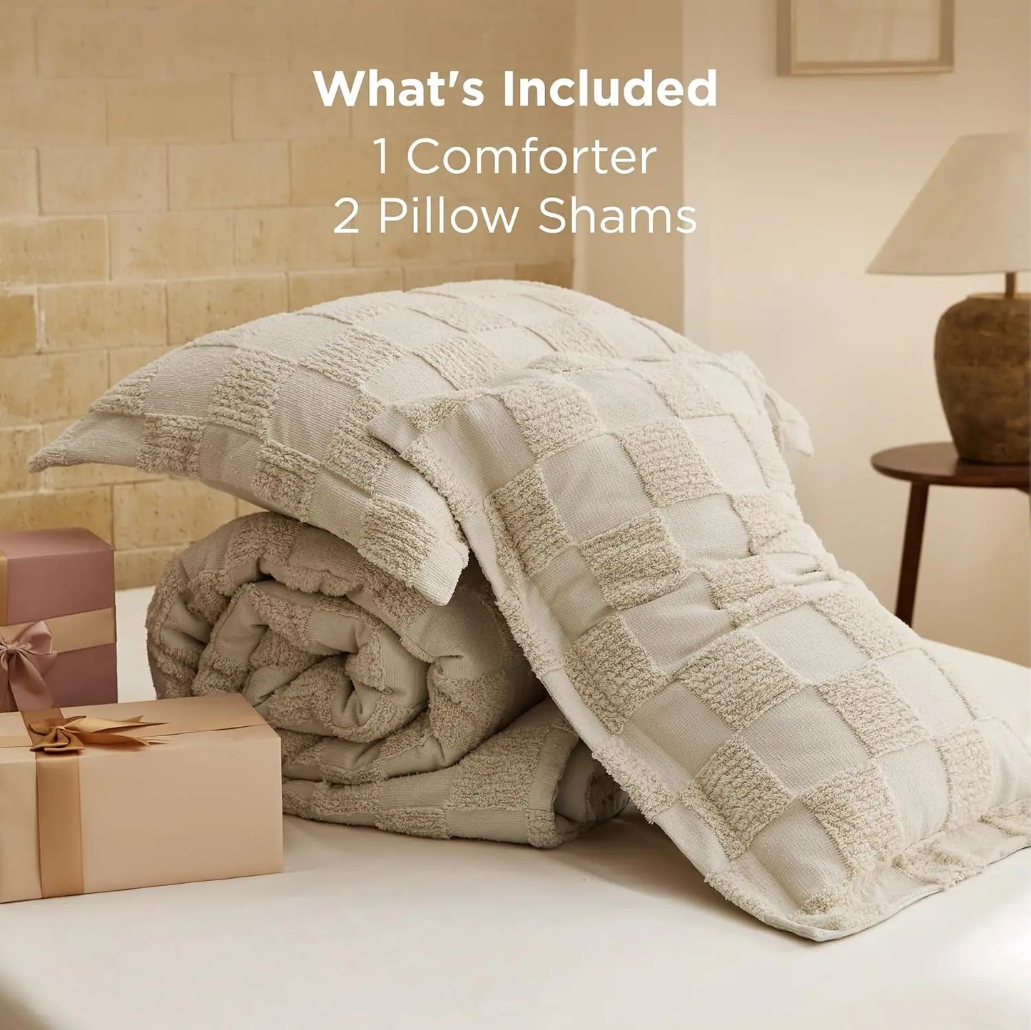 Bohemian Quilted 3-Piece Bedding Set-1 Soft Breathable Comforter with 2 Matching Pillowcases