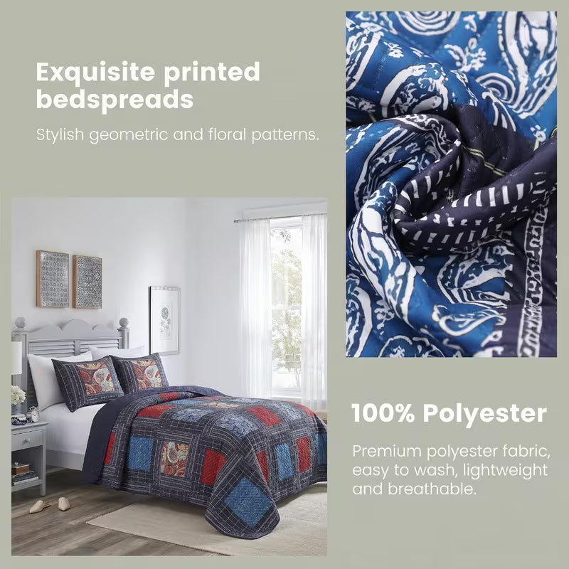 Double-Sided Lightweight Breathable Bedding Set 3 Piece, 1 Quilt Cover + 2 Pillowcases.