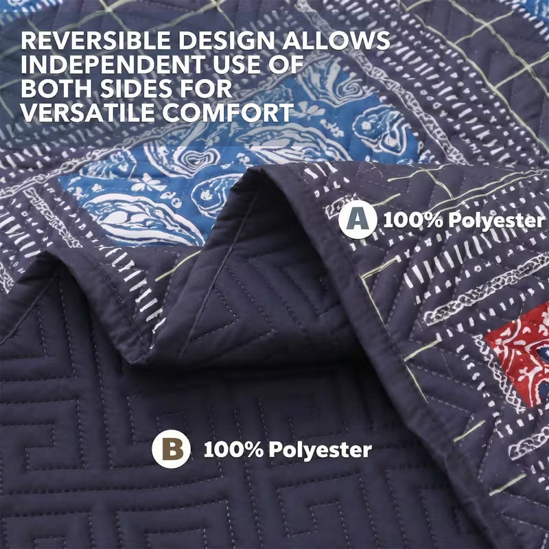 Double-Sided Lightweight Breathable Bedding Set 3 Piece, 1 Quilt Cover + 2 Pillowcases.