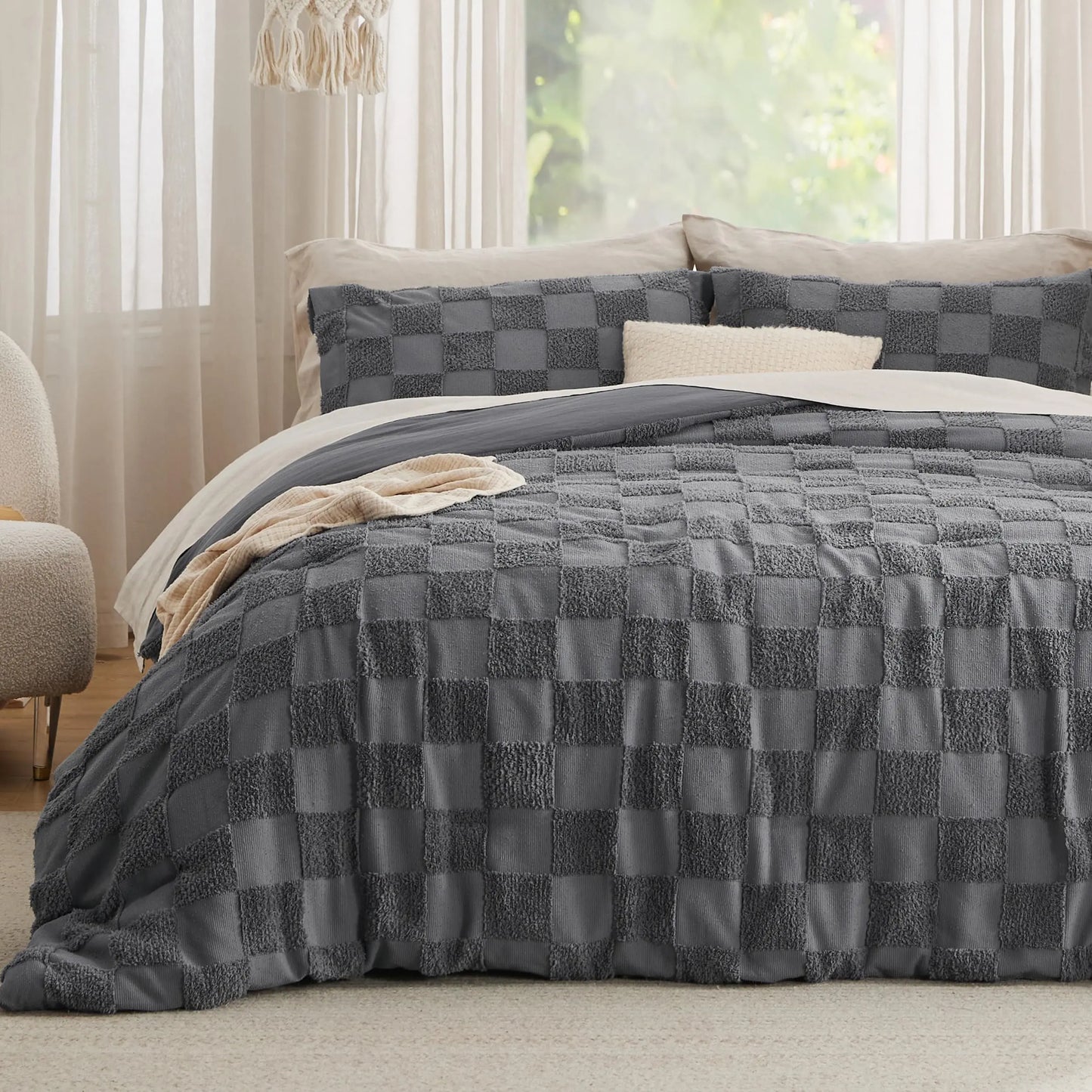 Bohemian Quilted 3-Piece Bedding Set-1 Soft Breathable Comforter with 2 Matching Pillowcases