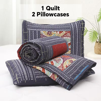 Double-Sided Lightweight Breathable Bedding Set 3 Piece, 1 Quilt Cover + 2 Pillowcases.