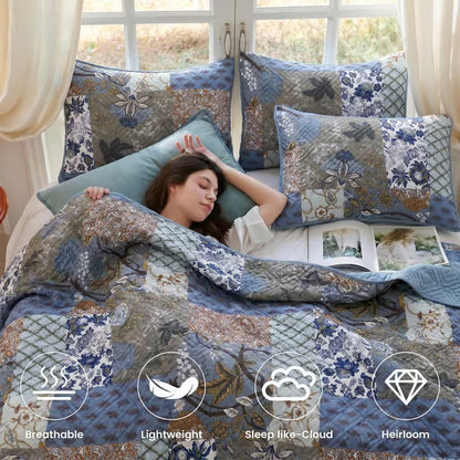 Double-Sided Lightweight Breathable Bedding Set 3 Piece, 1 Quilt Cover + 2 Pillowcases.