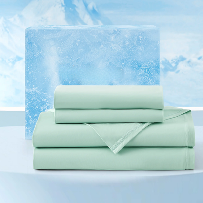 Cooling Sheets 4-Piece Set - 2 Pillowcases, 1 Flat Sheet, and 1 Deep-Pocket Fitted Sheet.